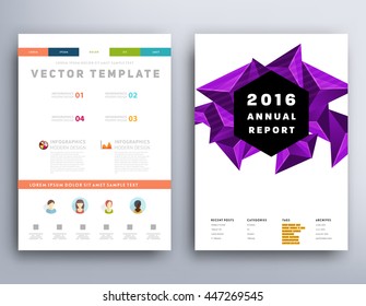 Geometric Cover Background, Brochure Template Layout for Annual Report or Business Design. A4 Booklet. Triangular or Polygonal Structures. Vector Illustration.