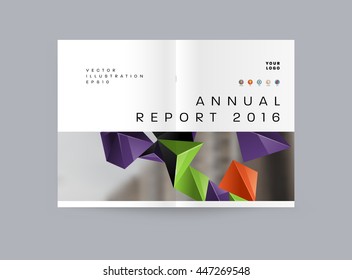 Geometric Cover Background, Brochure Template Layout for Annual Report or Business Design. A4 Booklet. Triangular or Polygonal Structures. Vector Illustration.