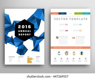 Geometric Cover Background, Brochure Template Layout for Annual Report or Business Design. A4 Booklet. Triangular or Polygonal Structures. Vector Illustration.