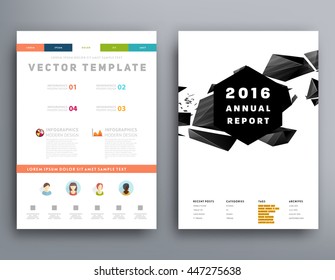 Geometric Cover Background, Brochure Template Layout for Annual Report or Business Design. A4 Booklet. Triangular or Polygonal Structures. Vector Illustration.