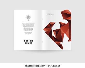 Geometric Cover Background, Brochure Template Layout for Annual Report or Business Design. A4 Booklet. Triangular or Polygonal Structures. Vector Illustration.