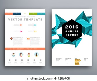 Geometric Cover Background, Brochure Template Layout for Annual Report or Business Design. A4 Booklet. Triangular or Polygonal Structures. Vector Illustration.