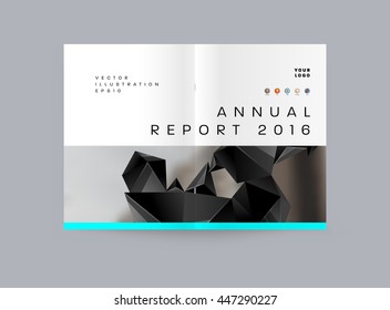 Geometric Cover Background, Brochure Template Layout for Annual Report or Business Design. A4 Booklet. Triangular or Polygonal Structures. Vector Illustration.