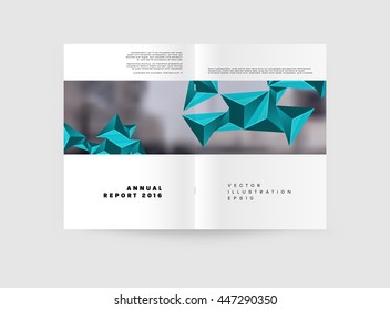 Geometric Cover Background, Brochure Template Layout for Annual Report or Business Design. A4 Booklet. Triangular or Polygonal Structures. Vector Illustration.