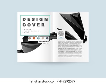 Geometric Cover Background, Brochure Template Layout for Annual Report or Business Design. A4 Booklet. Triangular or Polygonal Structures. Vector Illustration.