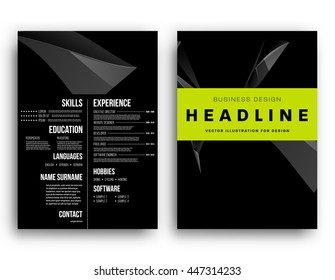 Geometric Cover Background, Brochure Template Layout for Annual Report or Business Design. A4 Booklet. Triangular or Polygonal Structures. Vector Illustration.