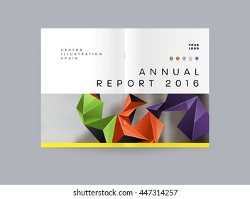 Fondo de la cubierta geométrica, diseño de plantilla de folleto para el informe anual o el diseño empresarial. Folleto A4. Estructuras triangulares o poligonales. Ilustración vectorial.