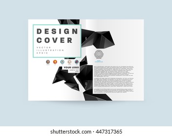 Geometric Cover Background, Brochure Template Layout for Annual Report or Business Design. A4 Booklet. Triangular or Polygonal Structures. Vector Illustration.