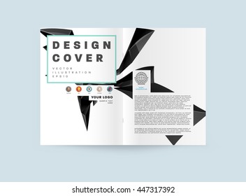 Geometric Cover Background, Brochure Template Layout for Annual Report or Business Design. A4 Booklet. Triangular or Polygonal Structures. Vector Illustration.