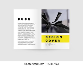 Geometric Cover Background, Brochure Template Layout for Annual Report or Business Design. A4 Booklet. Triangular or Polygonal Structures. Vector Illustration.