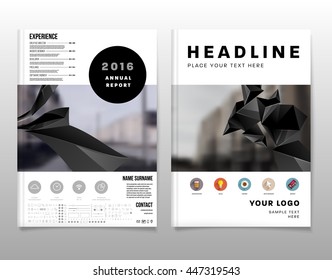 Geometric Cover Background, Brochure Template Layout for Annual Report or Business Design. A4 Booklet. Triangular or Polygonal Structures. Vector Illustration.