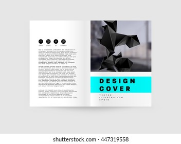 Geometric Cover Background, Brochure Template Layout for Annual Report or Business Design. A4 Booklet. Triangular or Polygonal Structures. Vector Illustration.