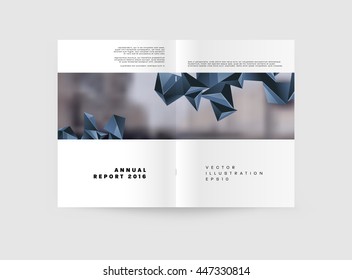 Geometric Cover Background, Brochure Template Layout for Annual Report or Business Design. A4 Booklet. Triangular or Polygonal Structures. Vector Illustration.