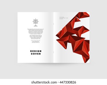 Geometric Cover Background, Brochure Template Layout for Annual Report or Business Design. A4 Booklet. Triangular or Polygonal Structures. Vector Illustration.