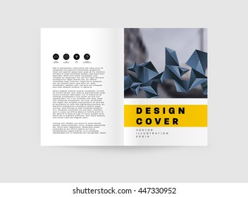 Geometric Cover Background, Brochure Template Layout for Annual Report or Business Design. A4 Booklet. Triangular or Polygonal Structures. Vector Illustration.
