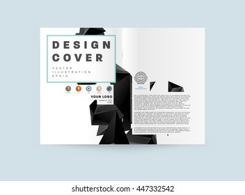 Geometric Cover Background, Brochure Template Layout for Annual Report or Business Design. A4 Booklet. Triangular or Polygonal Structures. Vector Illustration.