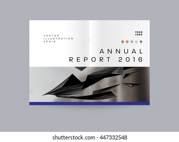 Geometric Cover Background, Brochure Template Layout for Annual Report or Business Design. A4 Booklet. Triangular or Polygonal Structures. Vector Illustration.