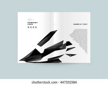 Geometric Cover Background, Brochure Template Layout for Annual Report or Business Design. A4 Booklet. Triangular or Polygonal Structures. Vector Illustration.