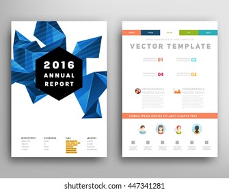 Geometric Cover Background, Brochure Template Layout for Annual Report or Business Design. A4 Booklet. Triangular or Polygonal Structures. Vector Illustration.
