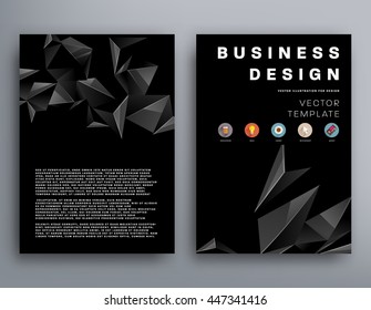Geometric Cover Background, Brochure Template Layout for Annual Report or Business Design. A4 Booklet. Triangular or Polygonal Structures. Vector Illustration.