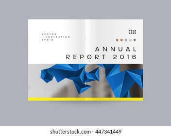 Geometric Cover Background, Brochure Template Layout for Annual Report or Business Design. A4 Booklet. Triangular or Polygonal Structures. Vector Illustration.