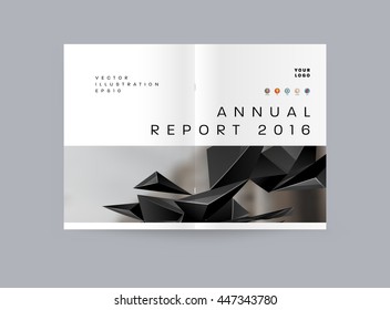 Geometric Cover Background, Brochure Template Layout for Annual Report or Business Design. A4 Booklet. Triangular or Polygonal Structures. Vector Illustration.