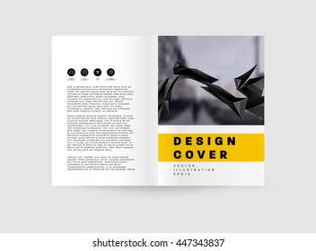 Geometric Cover Background, Brochure Template Layout for Annual Report or Business Design. A4 Booklet. Triangular or Polygonal Structures. Vector Illustration.