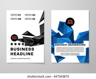 Geometrischer Cover-Hintergrund, Broschüren-Template-Layout für Geschäftsbericht oder Business Design. A4-Broschüre. Dreieckige oder polygonale Strukturen. Vektorgrafik.