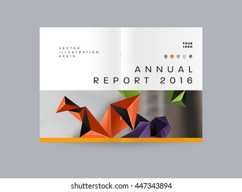 Geometric Cover Background, Brochure Template Layout for Annual Report or Business Design. A4 Booklet. Triangular or Polygonal Structures. Vector Illustration.