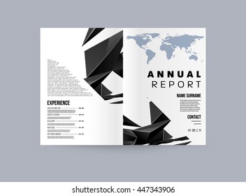 Geometric Cover Background, Brochure Template Layout for Annual Report or Business Design. A4 Booklet. Triangular or Polygonal Structures. Vector Illustration.