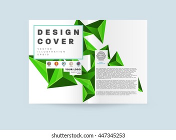 Geometric Cover Background, Brochure Template Layout for Annual Report or Business Design. A4 Booklet. Triangular or Polygonal Structures. Vector Illustration.