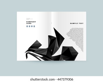 Geometric Cover Background, Brochure Template Layout for Annual Report or Business Design. A4 Booklet. Triangular or Polygonal Structures. Vector Illustration.