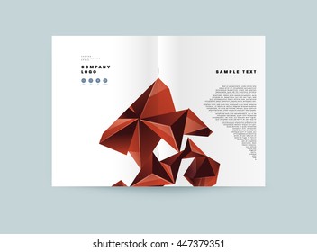 Geometric Cover Background, Brochure Template Layout for Annual Report or Business Design. A4 Booklet. Triangular or Polygonal Structures. Vector Illustration.
