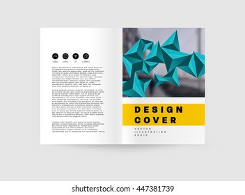 Geometric Cover Background, Brochure Template Layout for Annual Report or Business Design. A4 Booklet. Triangular or Polygonal Structures. Vector Illustration.