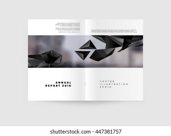 Geometric Cover Background, Brochure Template Layout for Annual Report or Business Design. A4 Booklet. Triangular or Polygonal Structures. Vector Illustration.