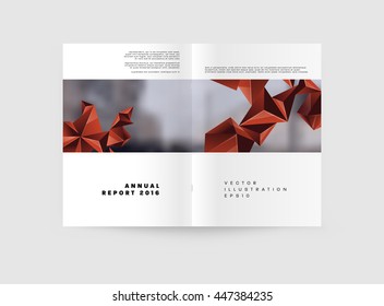 Geometric Cover Background, Brochure Template Layout for Annual Report or Business Design. A4 Booklet. Triangular or Polygonal Structures. Vector Illustration.