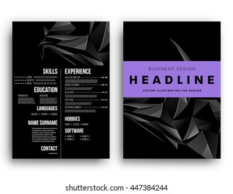 Geometric Cover Background, Brochure Template Layout for Annual Report or Business Design. A4 Booklet. Triangular or Polygonal Structures. Vector Illustration.