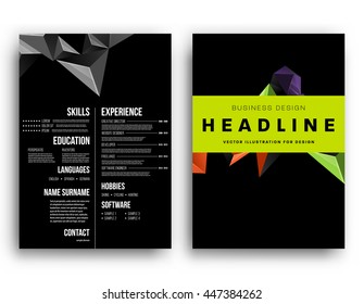 Geometric Cover Background, Brochure Template Layout for Annual Report or Business Design. A4 Booklet. Triangular or Polygonal Structures. Vector Illustration.