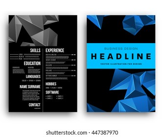 Geometric Cover Background, Brochure Template Layout for Annual Report or Business Design. A4 Booklet. Triangular or Polygonal Structures. Vector Illustration.