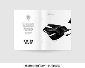 Geometric Cover Background, Brochure Template Layout for Annual Report or Business Design. A4 Booklet. Triangular or Polygonal Structures. Vector Illustration.