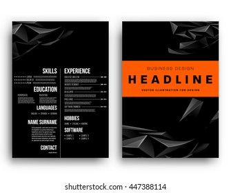 Geometric Cover Background, Brochure Template Layout for Annual Report or Business Design. A4 Booklet. Triangular or Polygonal Structures. Vector Illustration.