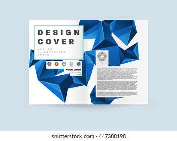 Geometric Cover Background, Brochure Template Layout for Annual Report or Business Design. A4 Booklet. Triangular or Polygonal Structures. Vector Illustration.