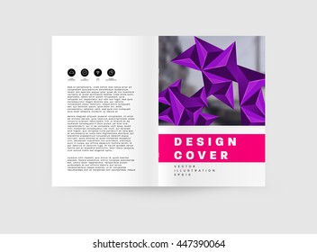 Geometric Cover Background, Brochure Template Layout for Annual Report or Business Design. A4 Booklet. Triangular or Polygonal Structures. Vector Illustration.