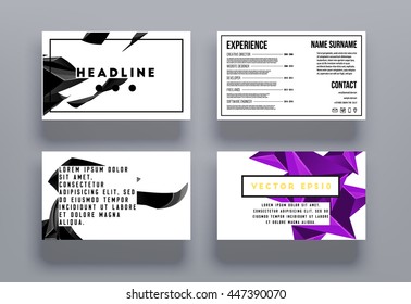 Geometric Cover Background, Brochure Template Layout for Annual Report or Business Design. A4 Booklet. Triangular or Polygonal Structures. Vector Illustration.