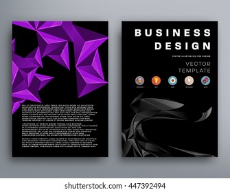 Geometric Cover Background, Brochure Template Layout for Annual Report or Business Design. A4 Booklet. Triangular or Polygonal Structures. Vector Illustration.