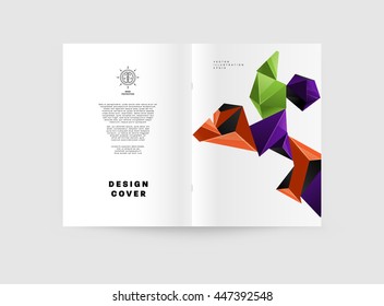 Fondo de la cubierta geométrica, diseño de plantilla de folleto para el informe anual o el diseño empresarial. Folleto A4. Estructuras triangulares o poligonales. Ilustración vectorial.