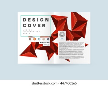 Fondo de la cubierta geométrica, diseño de plantilla de folleto para el informe anual o el diseño empresarial. Folleto A4. Estructuras triangulares o poligonales. Ilustración vectorial.