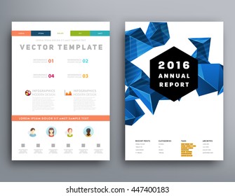Geometric Cover Background, Brochure Template Layout for Annual Report or Business Design. A4 Booklet. Triangular or Polygonal Structures. Vector Illustration.