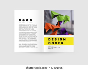 Geometric Cover Background, Brochure Template Layout for Annual Report or Business Design. A4 Booklet. Triangular or Polygonal Structures. Vector Illustration.
