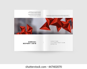 Geometric Cover Background, Brochure Template Layout for Annual Report or Business Design. A4 Booklet. Triangular or Polygonal Structures. Vector Illustration.